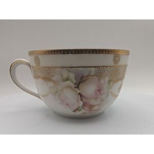 Antique Erdmann Schlegelmilen Suhl Prussia Teacup Floral Gold Gilt Hand Painted